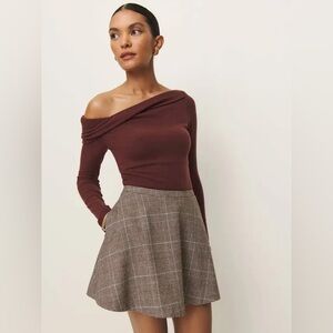 NWT Reformation Hanna Wool Blend Checkered Skirt Size 4
